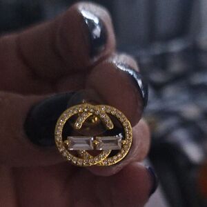 Gold and Silver Stud Earrings CC LOGO